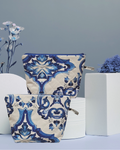 Blue Majolica Make Up Bag | Handmade Zipper Pouch