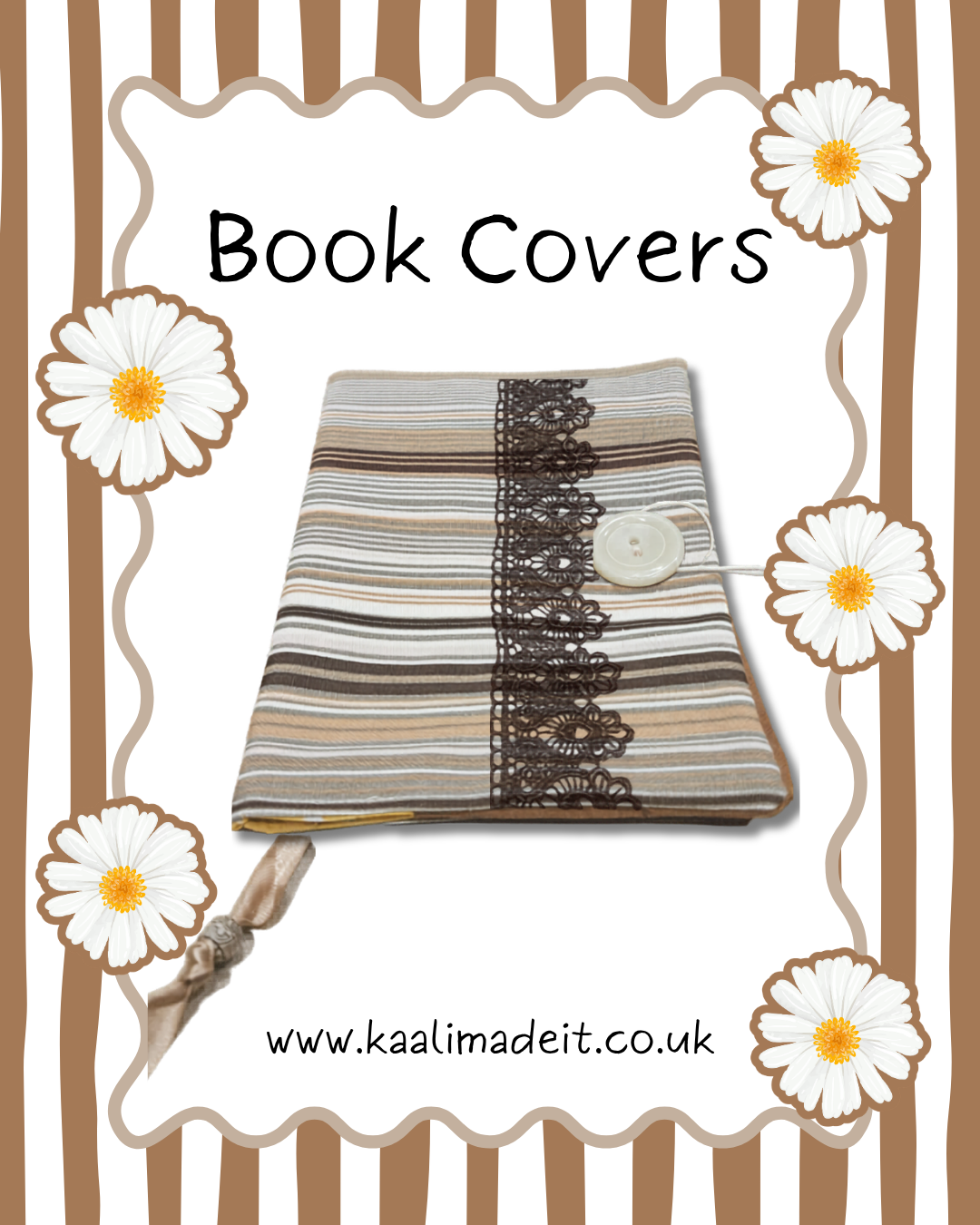 Neutral Stripe Book Sleeve – Handmade Protective Cover for Books & Journals