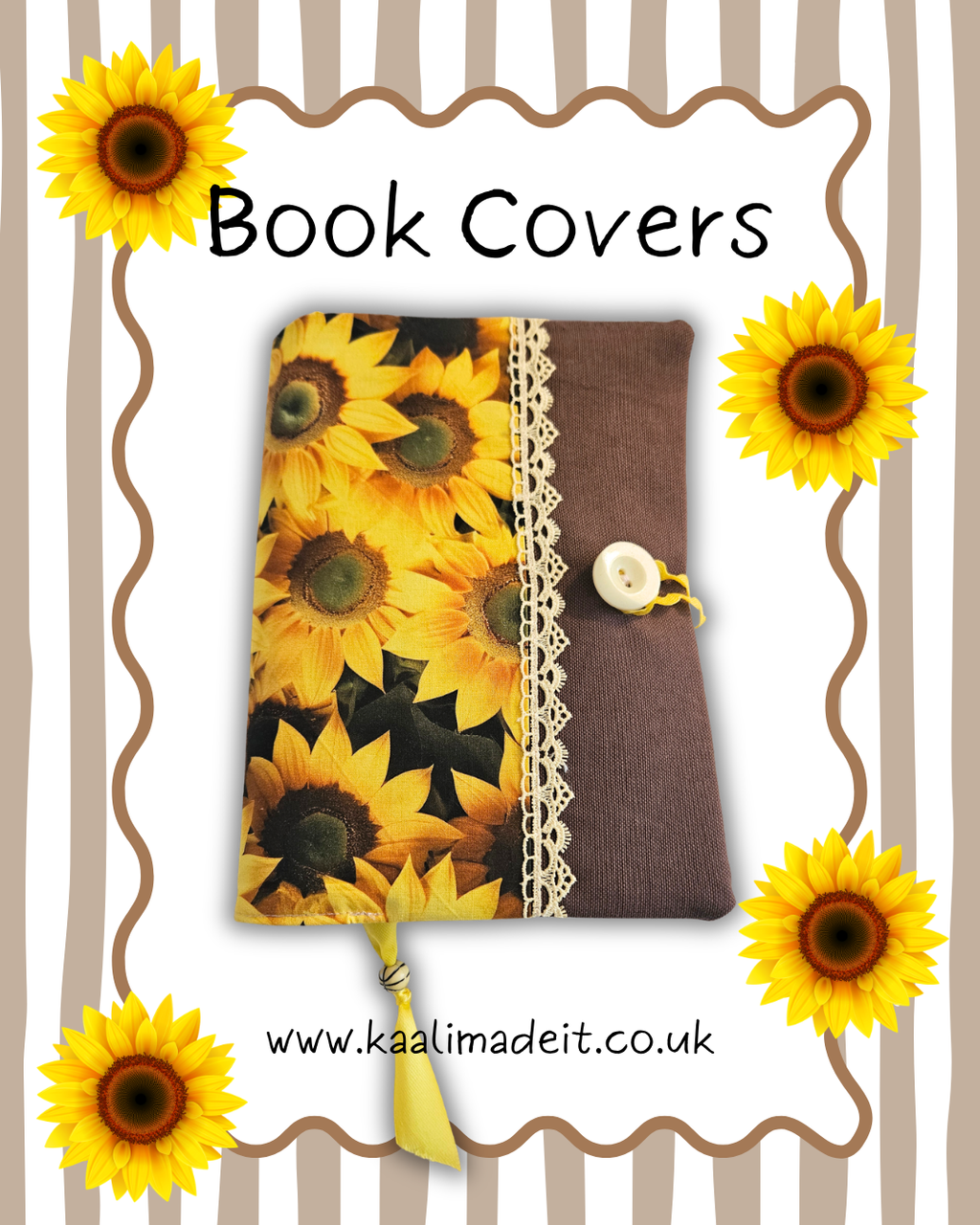 Sunflowers Book Sleeve – Handmade Protective Cover for Books & Journals