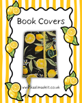 lemon on black background handmade book cover sleeve