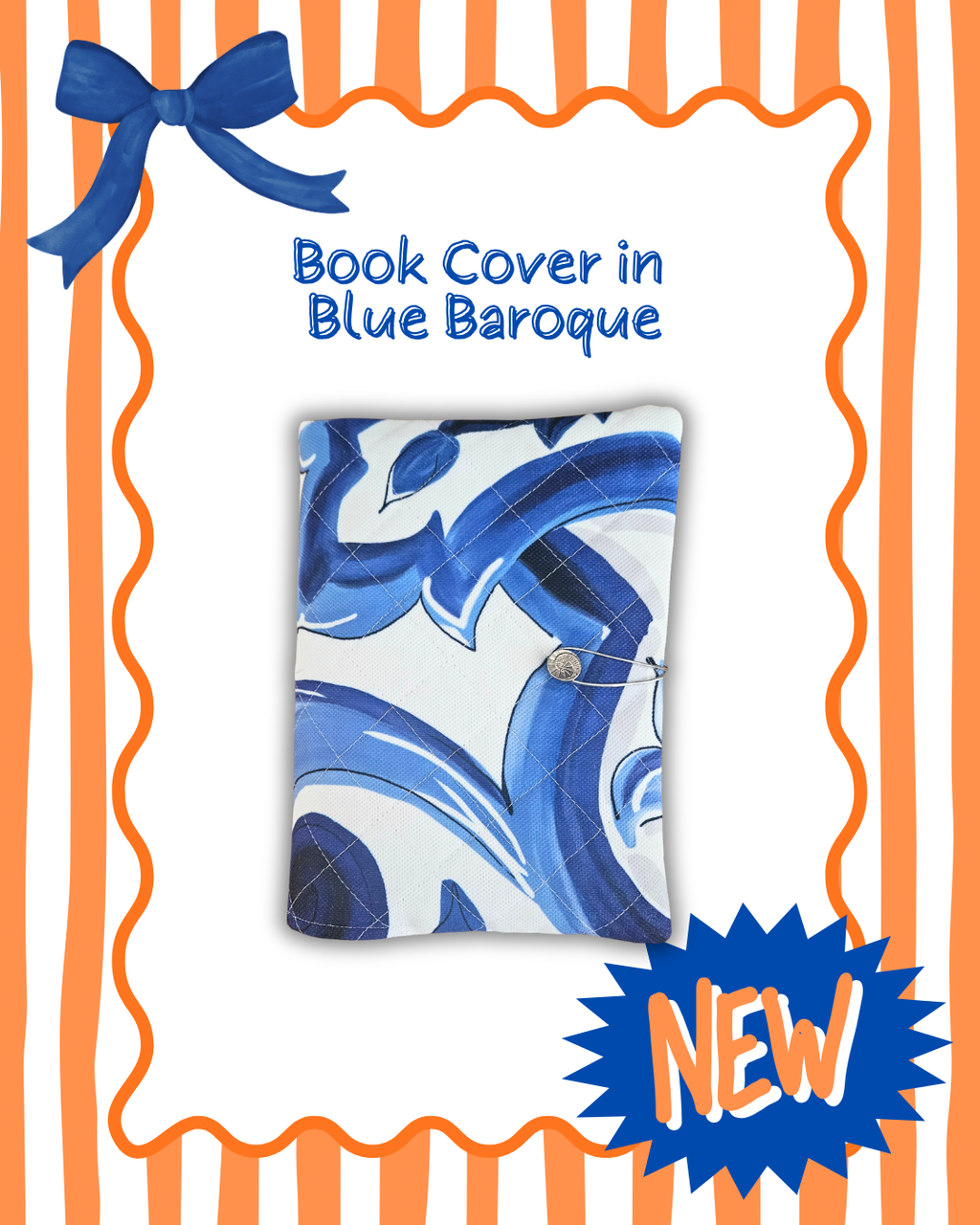 Baroque Blue Quilted Book Cover| Handmade Protective Notebook & Journal Sleeve