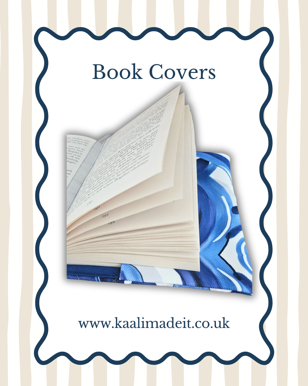 A promotional graphic for book covers featuring the text 'Book Covers' at the top and 'www.kaalimadeit.