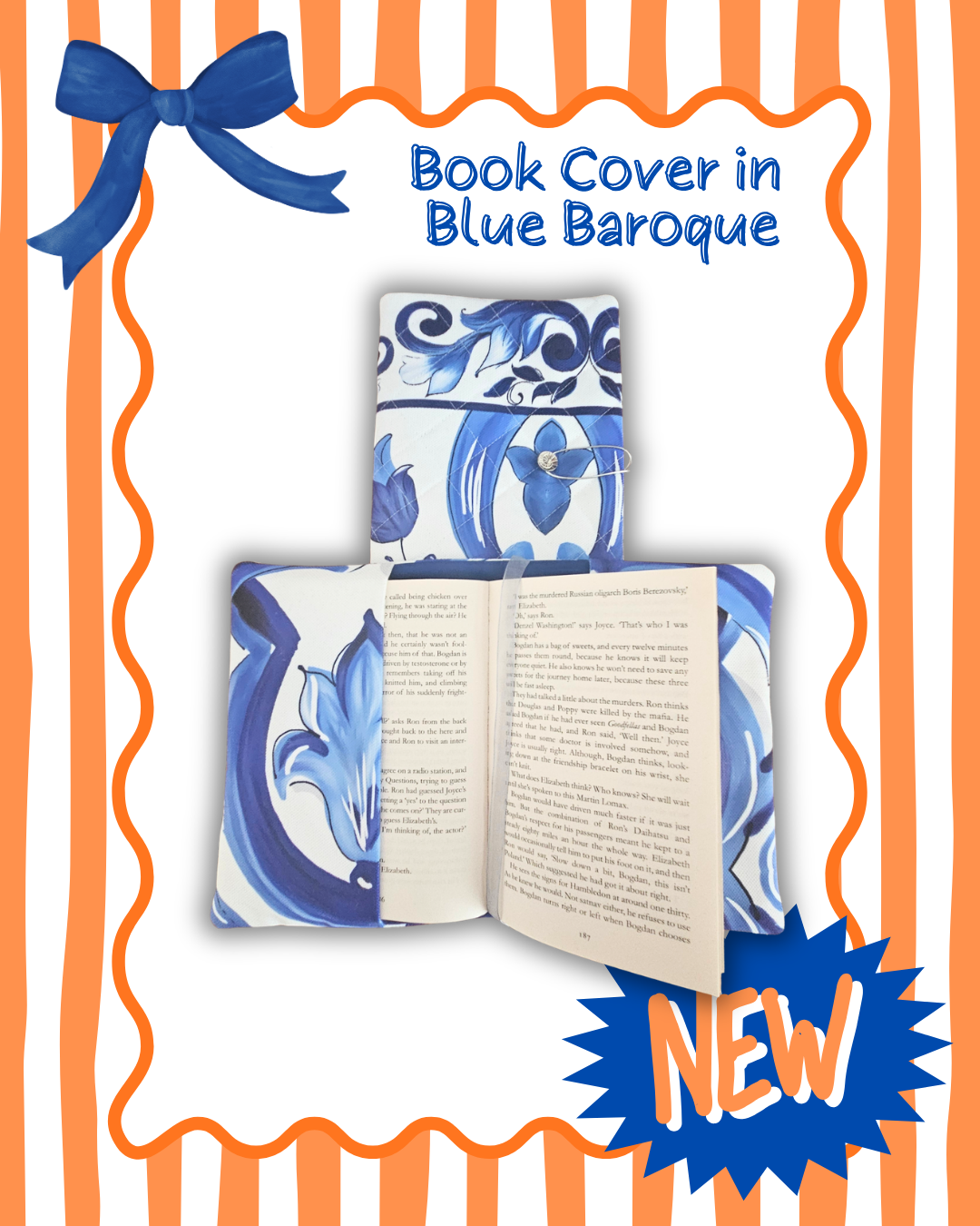 Baroque Blue Quilted Book Cover| Handmade Protective Notebook & Journal Sleeve