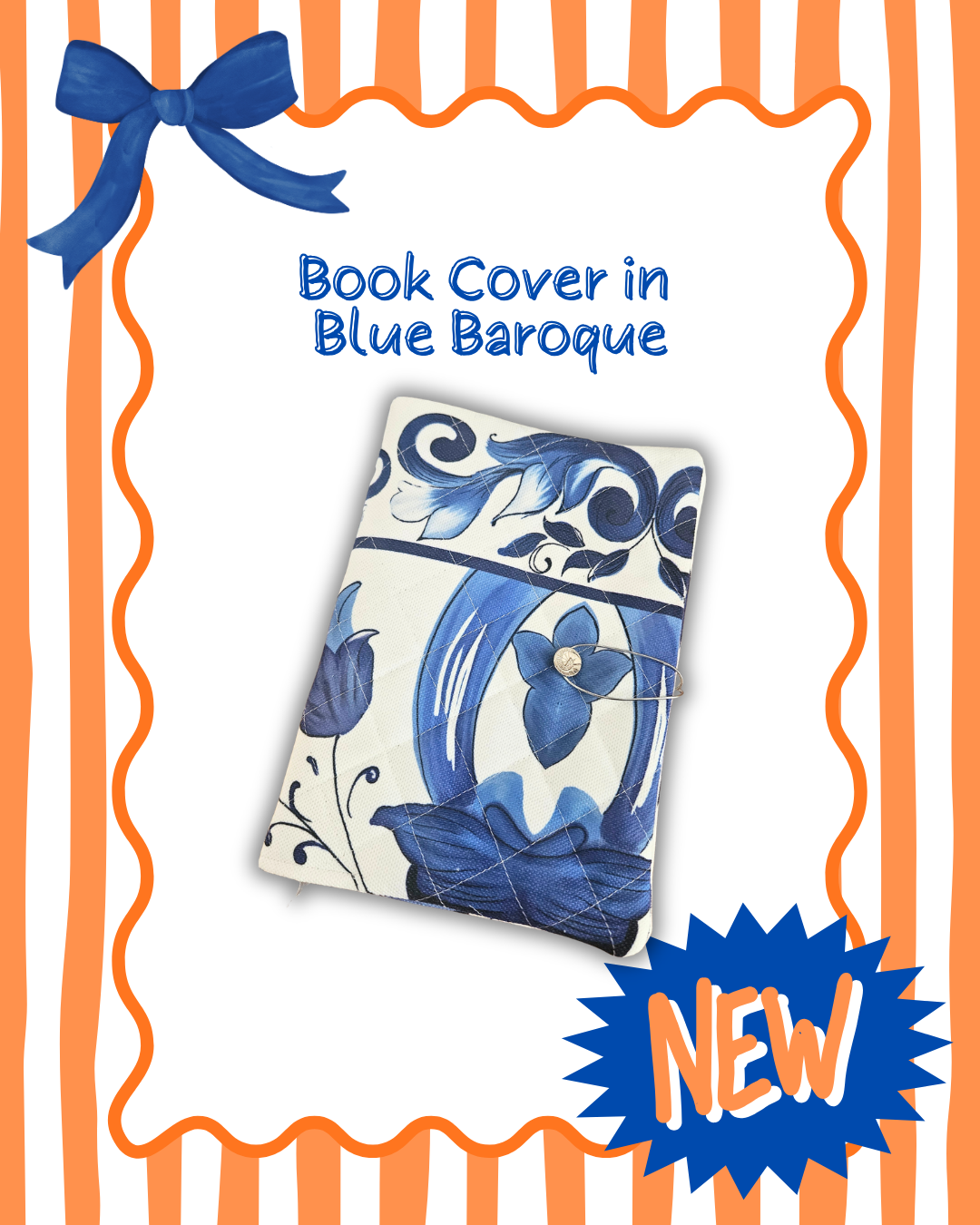Baroque Blue Quilted Book Cover| Handmade Protective Notebook & Journal Sleeve