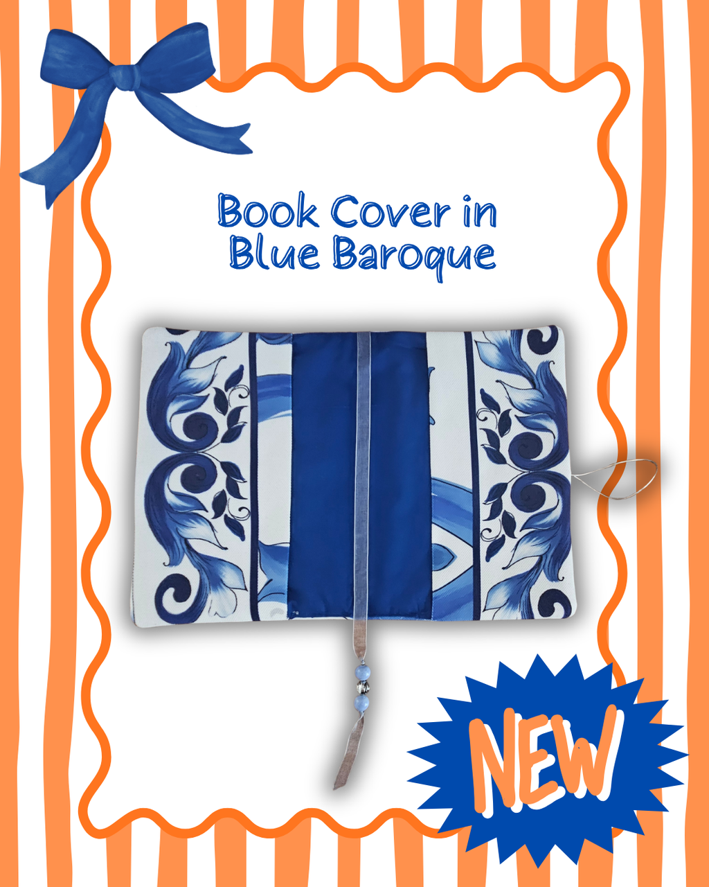 Baroque Blue Quilted Book Cover| Handmade Protective Notebook & Journal Sleeve