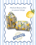 The Lemon Stripe Medium Box Bag - Quilted Vanity Case
