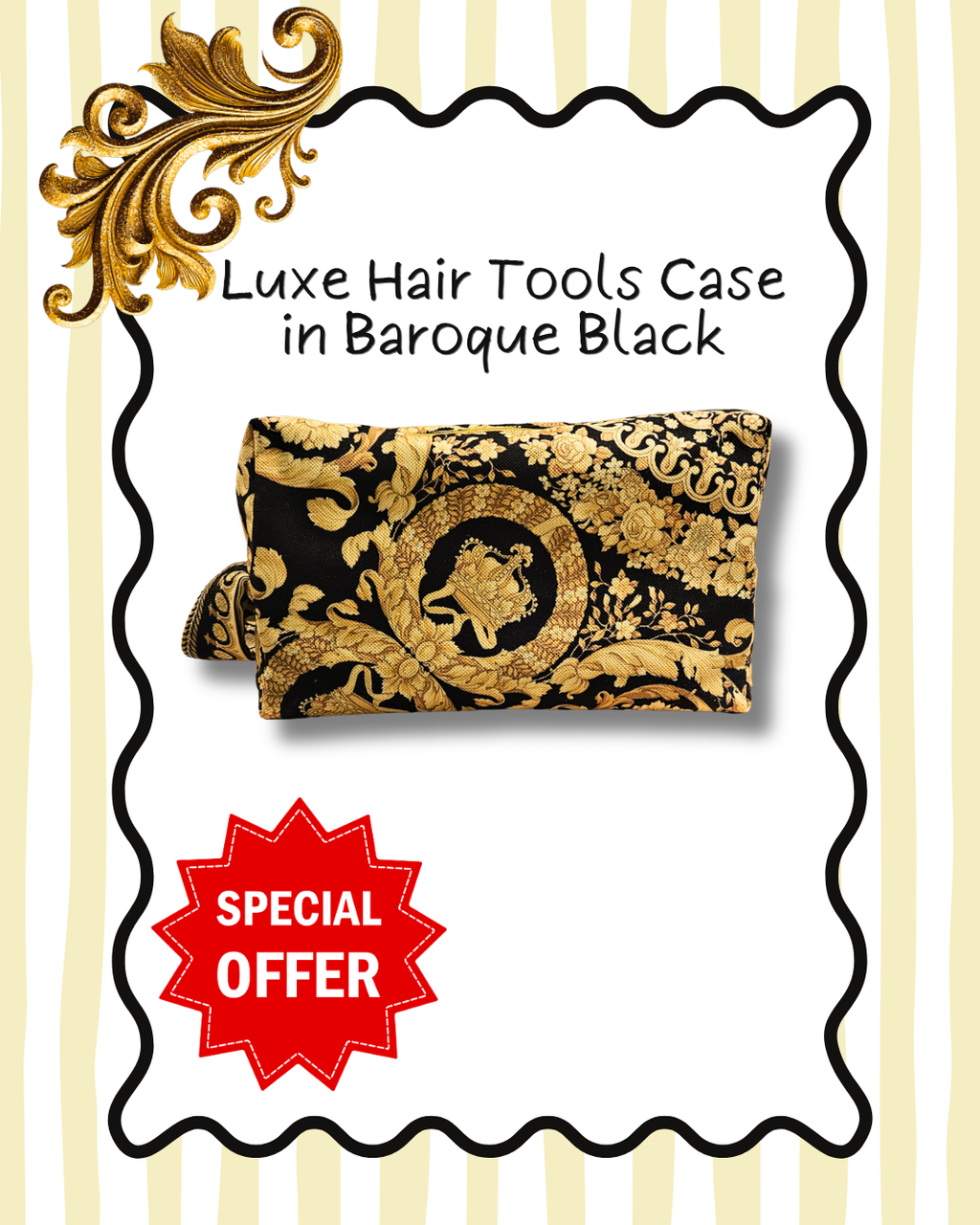 Luxe Hair Tools Case in Baroque Black