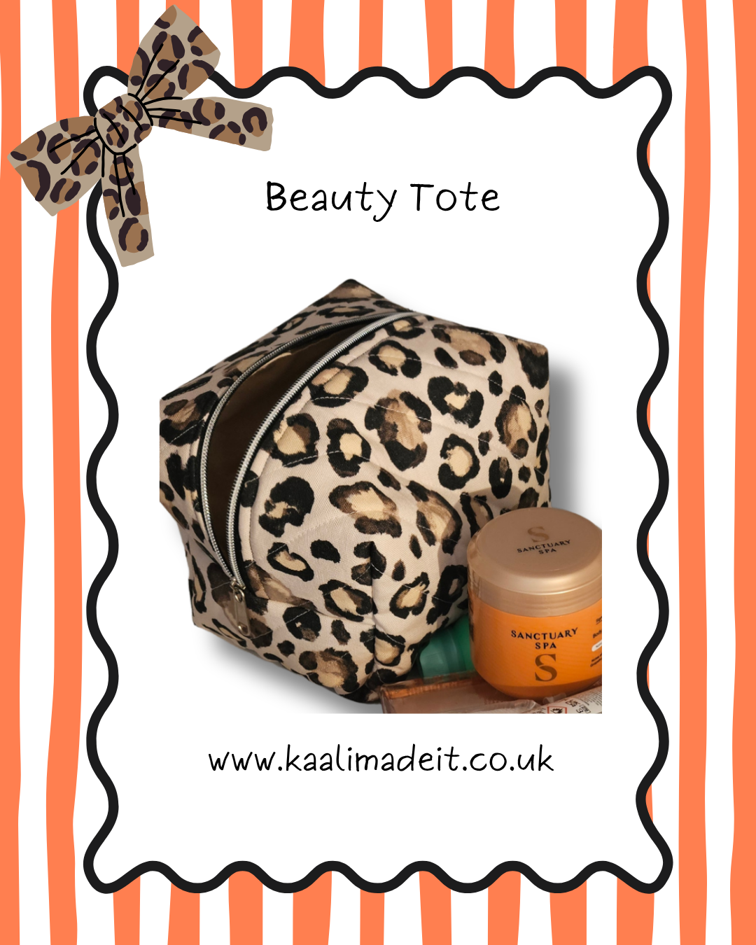 Leopard Beauty Tote |  Handmade Make Up Box Bag
