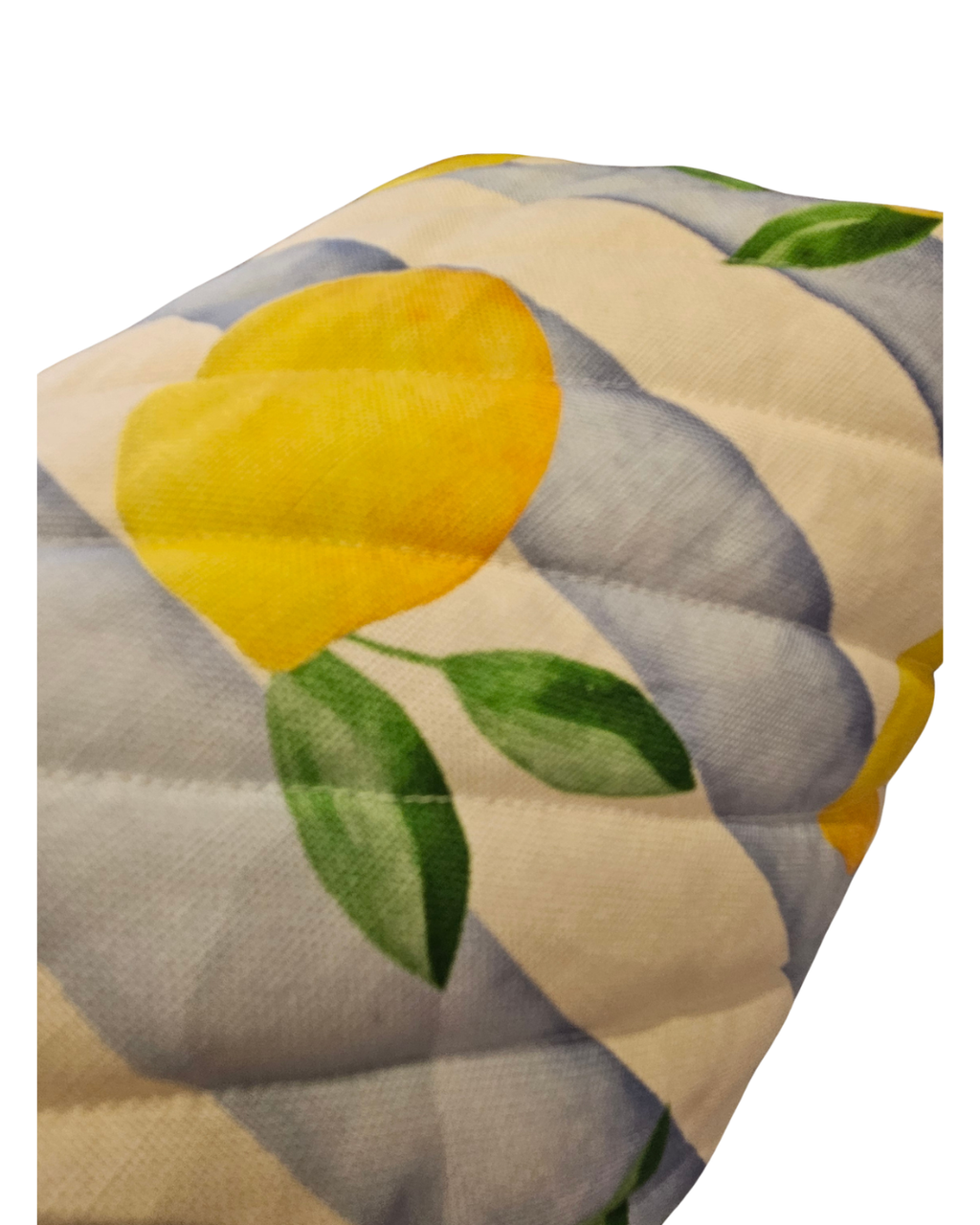 The Lemon Stripe Medium Box Bag - Quilted Vanity Case