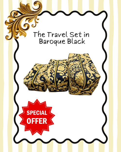 Baroque Black Medium Box Bag - Quilted Make up bag