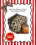Leopard Print Medium Box Bag - Quilted Make up bag