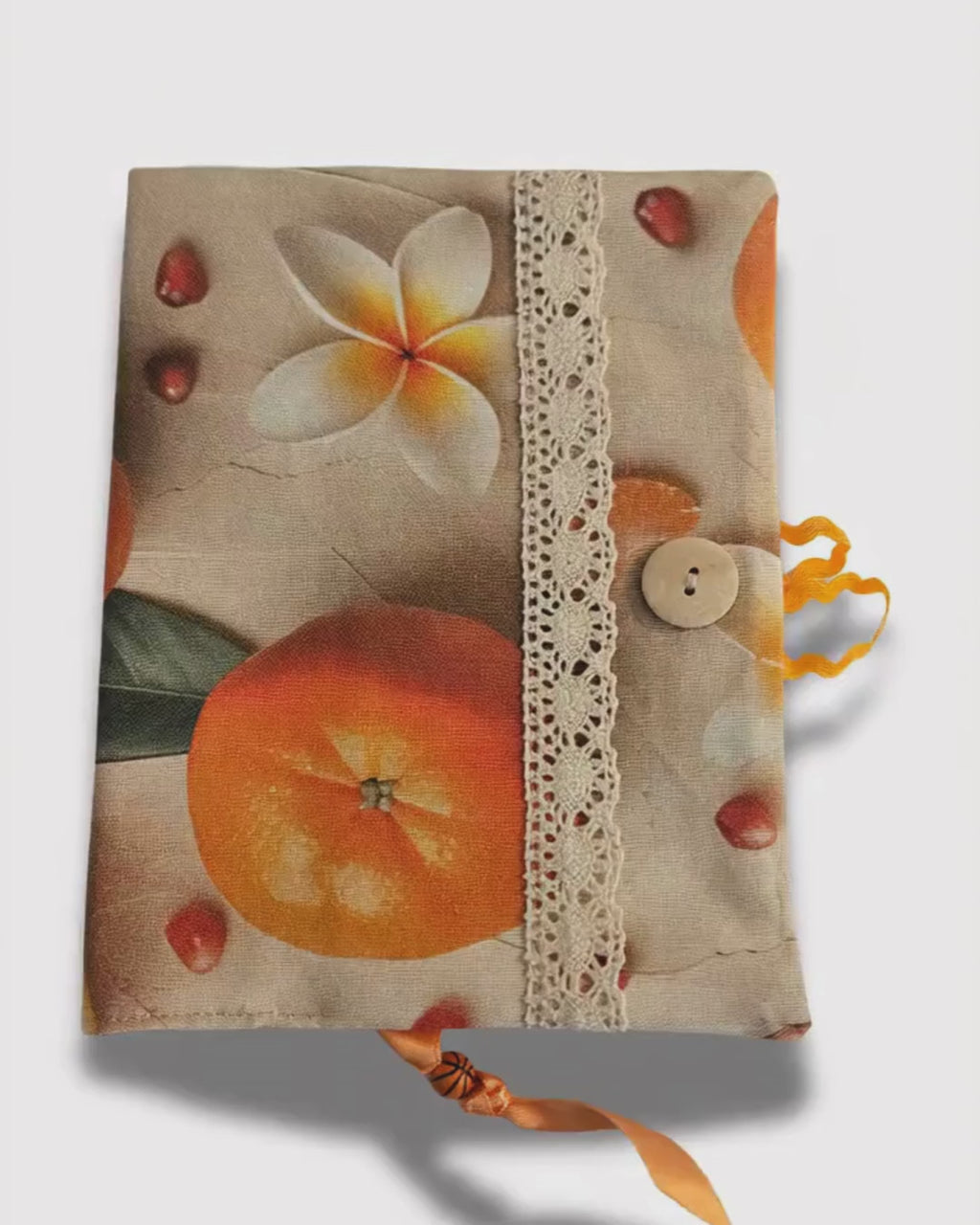 Tangerine Blossoms Book Sleeve – Handmade Protective Cover for Books & Journals